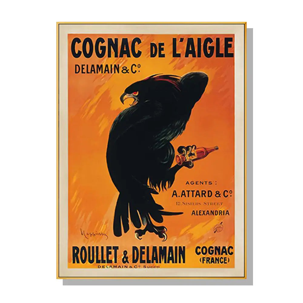 Wall Art 90cmx135cm Cognac de l’Aigle Gold Frame Canvas - Home & Garden > Wall Art