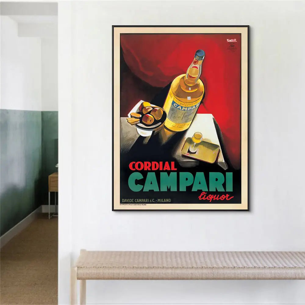 Wall Art 90cmx135cm Cordial Campari Liquor Black Frame Canvas - Home & Garden > Wall Art