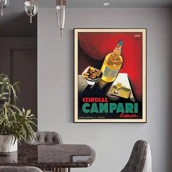 Wall Art 90cmx135cm Cordial Campari Liquor Black Frame Canvas - Home & Garden > Wall Art