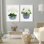 Wall Art 90cmx135cm Elegant Flower 2 Sets White Frame Canvas - Home & Garden > Wall Art