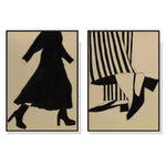 Wall Art 90cmx135cm Fashion Illustration 2 Sets Black Frame Canvas - Home & Garden > Wall Art