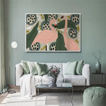 Wall Art 90cmx135cm Flamingo White Frame Canvas - Home & Garden > Wall Art