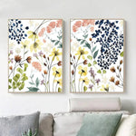 Wall Art 90cmx135cm Flower Composition 2 Sets Gold Frame Canvas - Home & Garden > Wall Art