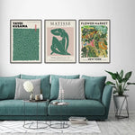 Wall Art 90cmx135cm Flower Market Matisse Print Yayoi Kusama 3 Sets Black Frame Canvas - Home & Garden > Wall Art