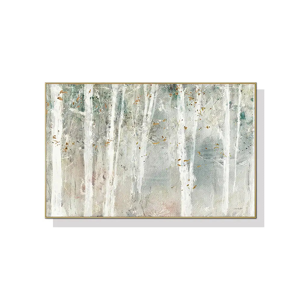 Wall Art 90cmx135cm Forest hang painting style Gold Frame Canvas - Home & Garden > Wall Art