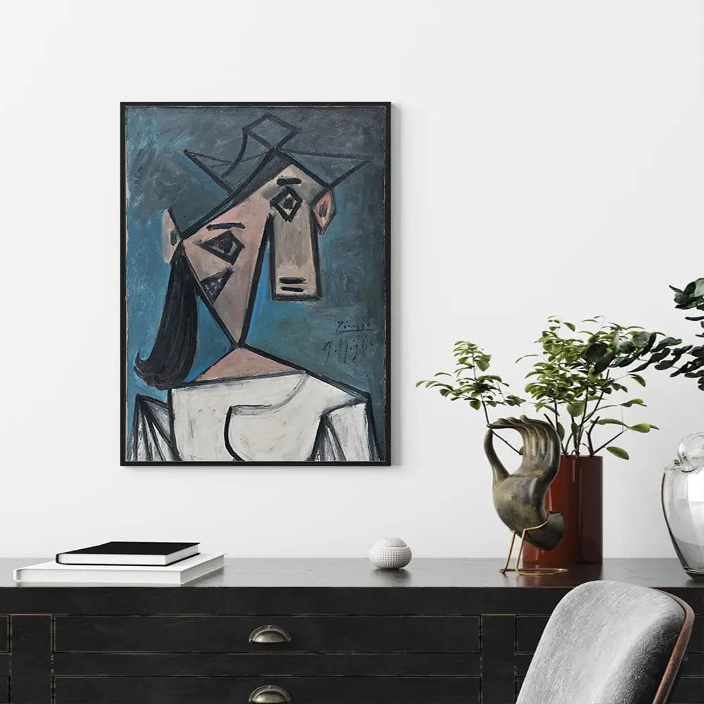 Wall Art 90cmx135cm Head Of A Woman By Pablo Picasso Black Frame Canvas - Home & Garden > Wall Art