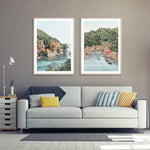 Wall Art 90cmx135cm Italy Coast 2 Sets Wood Frame Canvas - Home & Garden > Wall Art