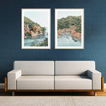Wall Art 90cmx135cm Italy Coast 2 Sets Wood Frame Canvas - Home & Garden > Wall Art