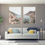 Wall Art 90cmx135cm Italy Positano 2 Sets Wood Frame Canvas - Home & Garden > Wall Art