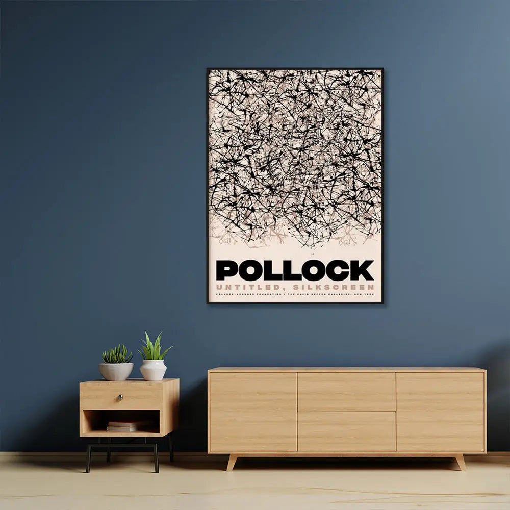 Wall Art 90cmx135cm Jackson Pollock Exhibition II Black Frame Canvas - Home & Garden > Wall Art