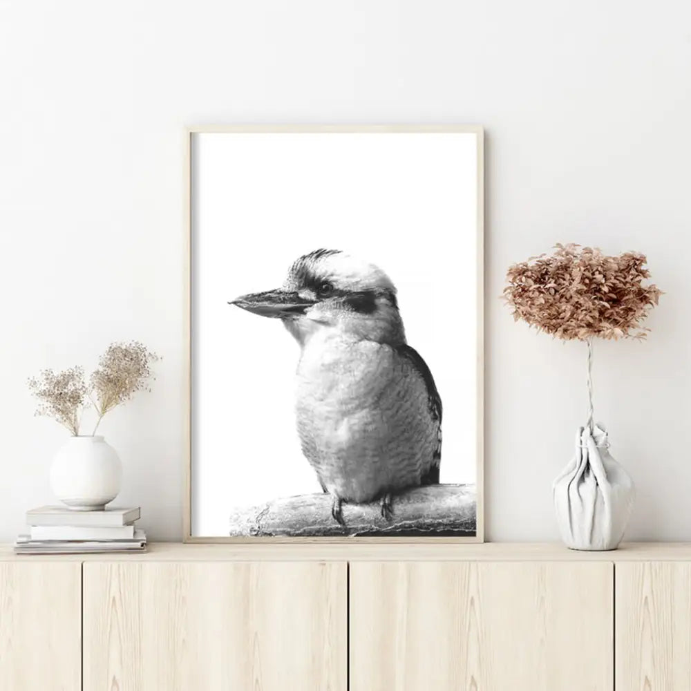 Wall Art 90cmx135cm Kookaburra Black Frame Canvas - Home & Garden > Wall Art