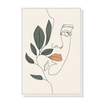 Wall Art 90cmx135cm Line Art Girl Face White Frame Canvas - Home & Garden > Wall Art