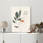 Wall Art 90cmx135cm Line Art Girl Face White Frame Canvas - Home & Garden > Wall Art