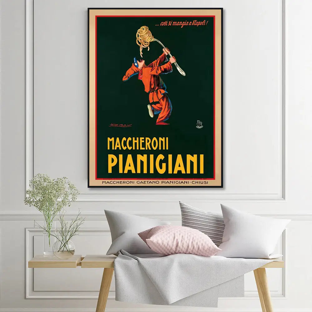 Wall Art 90cmx135cm Maccheroni Pianiciani Black Frame Canvas - Home & Garden > Wall Art