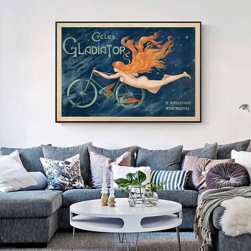 Wall Art 90cmx135cm Marchio Art Cycles Gladiator Black Frame Canvas - Home & Garden > Wall Art