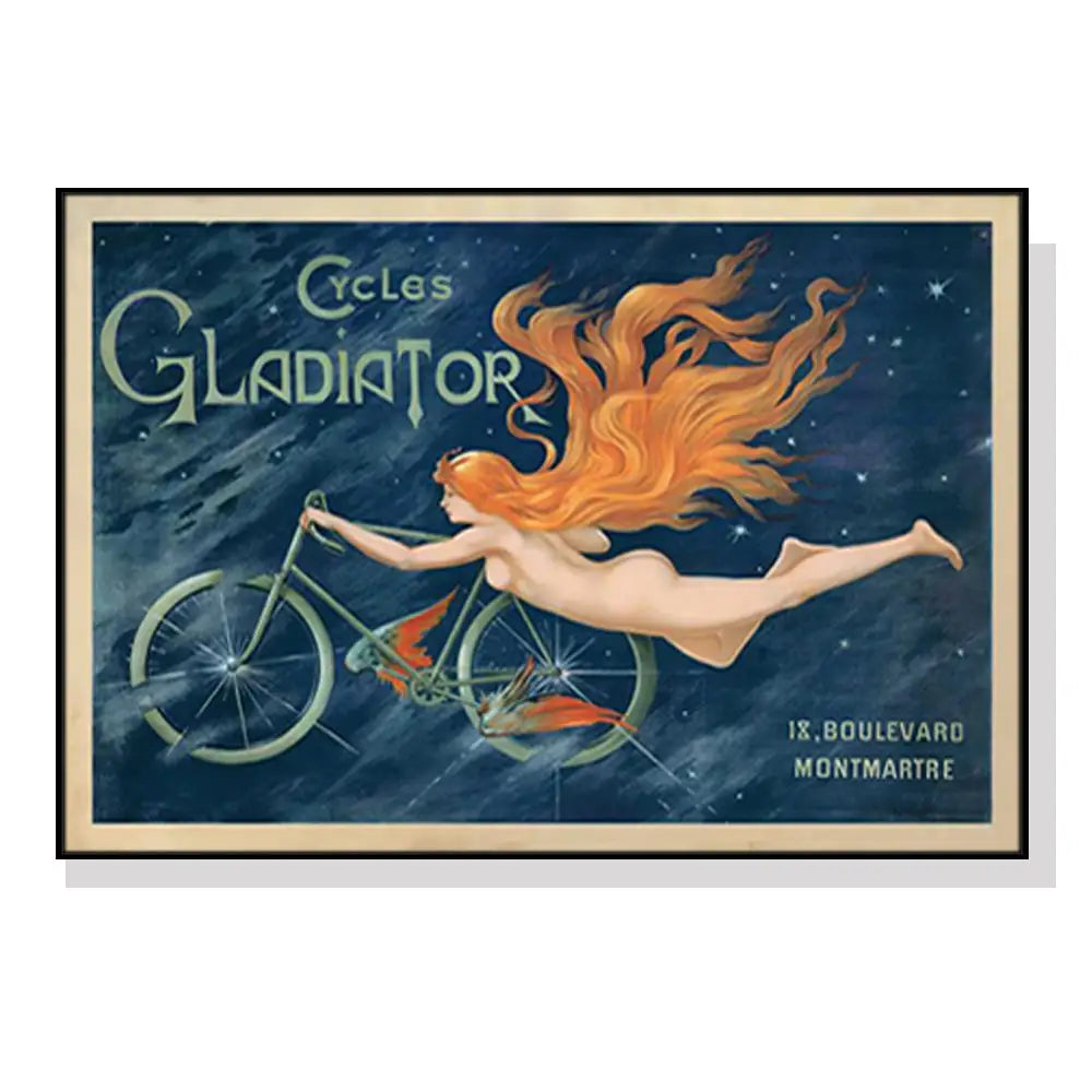 Wall Art 90cmx135cm Marchio Art Cycles Gladiator Black Frame Canvas - Home & Garden > Wall Art