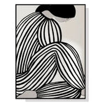 Wall Art 90cmx135cm Mid Century Figure Black Frame Canvas - Home & Garden > Wall Art