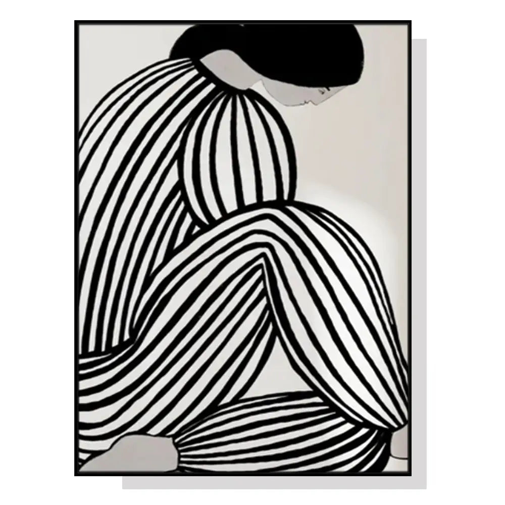 Wall Art 90cmx135cm Mid Century Figure Black Frame Canvas - Home & Garden > Wall Art