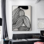 Wall Art 90cmx135cm Mid Century Figure Black Frame Canvas - Home & Garden > Wall Art