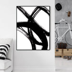 Wall Art 90cmx135cm Minimalist Black Artwork Black Frame Canvas - Home & Garden > Wall Art