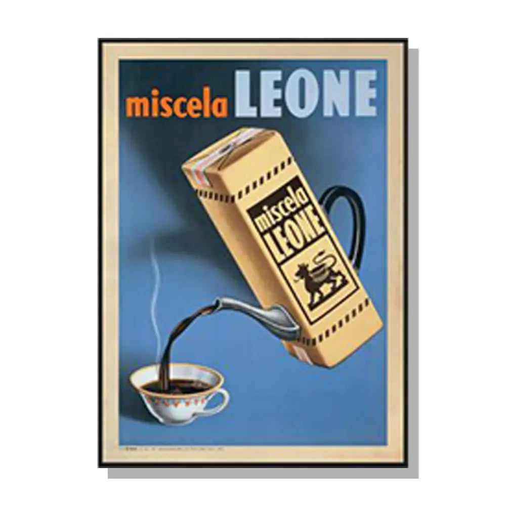 Wall Art 90cmx135cm Miscela Leone 1950 Black Frame Canvas - Home & Garden > Wall Art