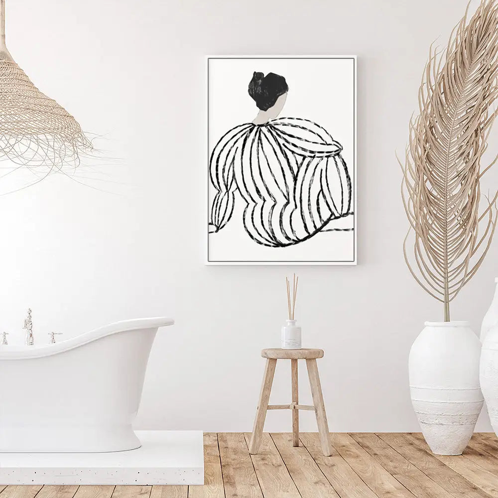 Wall Art 90cmx135cm Modern Lady White Frame Canvas - Home & Garden > Wall Art