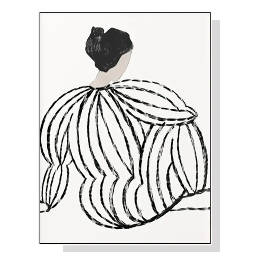 Wall Art 90cmx135cm Modern Lady White Frame Canvas - Home & Garden > Wall Art