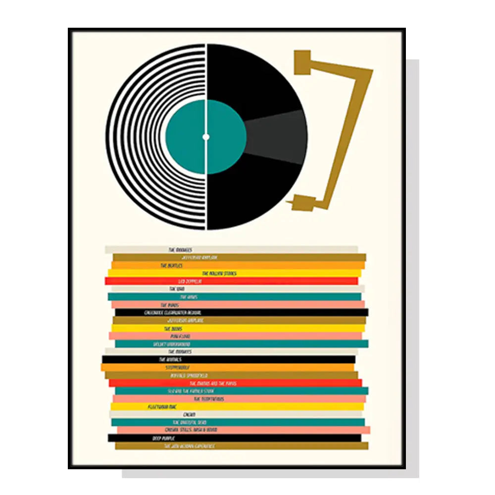 Wall Art 90cmx135cm Music Black Frame Canvas - Home & Garden > Wall Art
