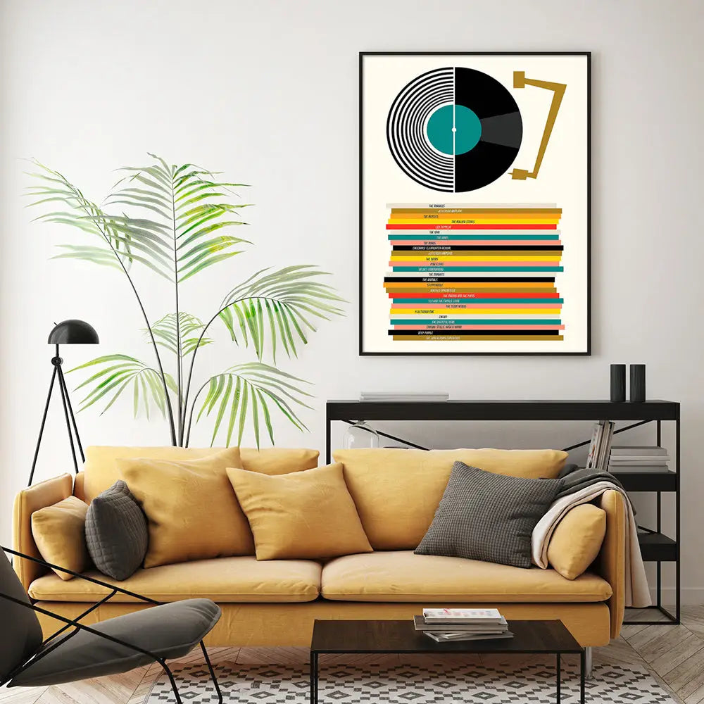 Wall Art 90cmx135cm Music Black Frame Canvas - Home & Garden > Wall Art