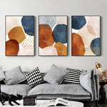 Wall Art 90cmx135cm Navy Pink Beige 3 Sets Black Frame Canvas - Home & Garden > Wall Art
