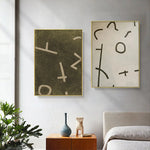 Wall Art 90cmx135cm Neutral Composition 2 Sets Gold Frame Canvas - Home & Garden > Wall Art