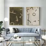 Wall Art 90cmx135cm Neutral Composition 2 Sets Gold Frame Canvas - Home & Garden > Wall Art