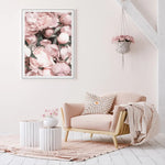 Wall Art 90cmx135cm Peony White Frame Canvas - Home & Garden > Wall Art