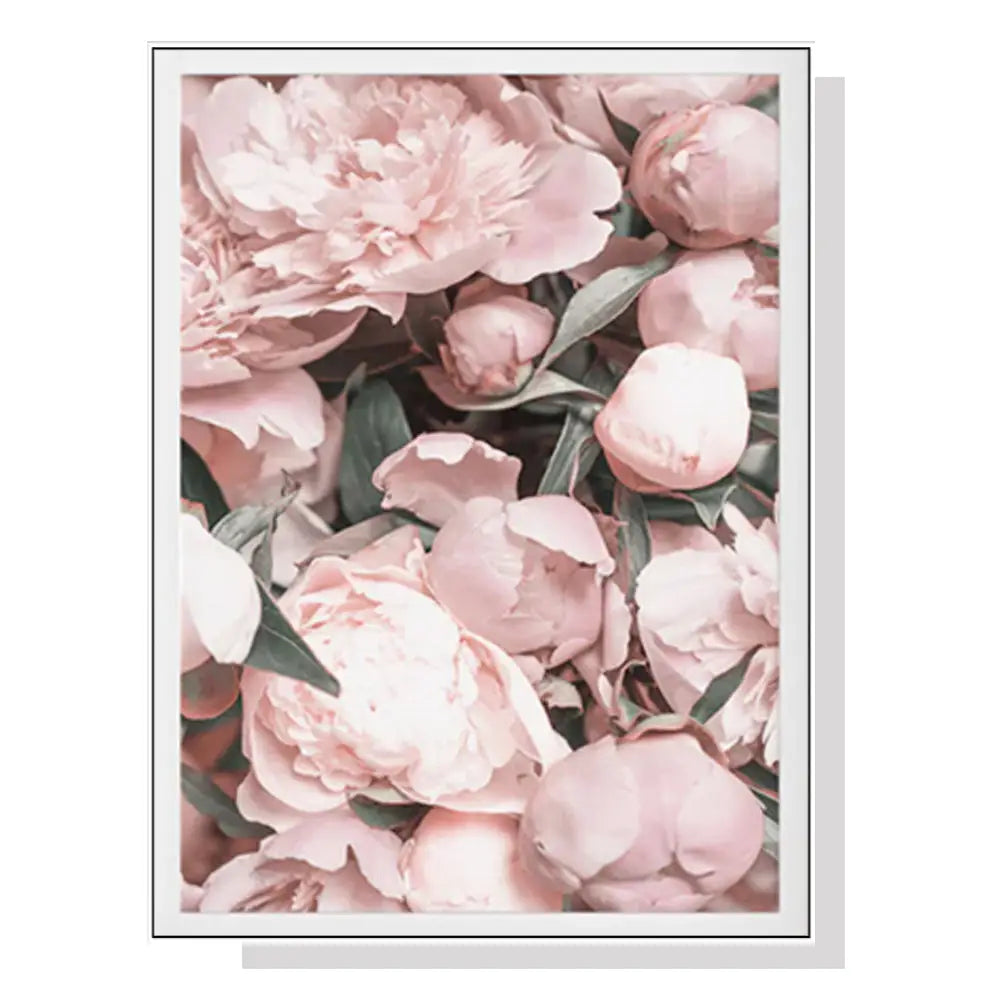 Wall Art 90cmx135cm Peony White Frame Canvas - Home & Garden > Wall Art