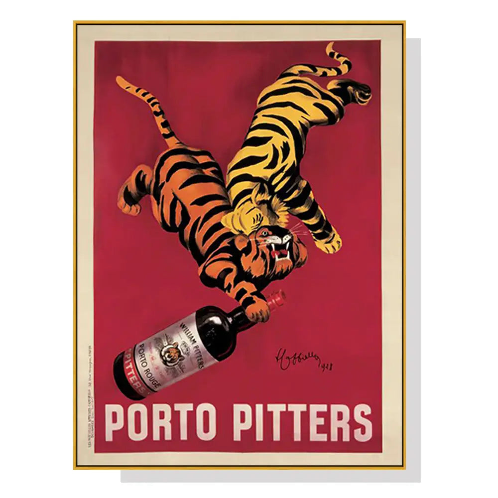 Wall Art 90cmx135cm Porto Pitters Vintage Gold Frame Canvas - Home & Garden > Wall Art