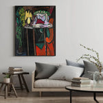 Wall Art 90cmx135cm Reading Girl by Pablo Picasso Black Frame Canvas - Home & Garden > Wall Art
