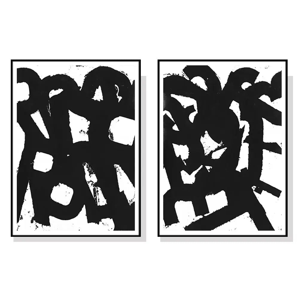 Wall Art 90cmx135cm Rock N Roll 2 Sets Black Frame Canvas - Home & Garden > Wall Art