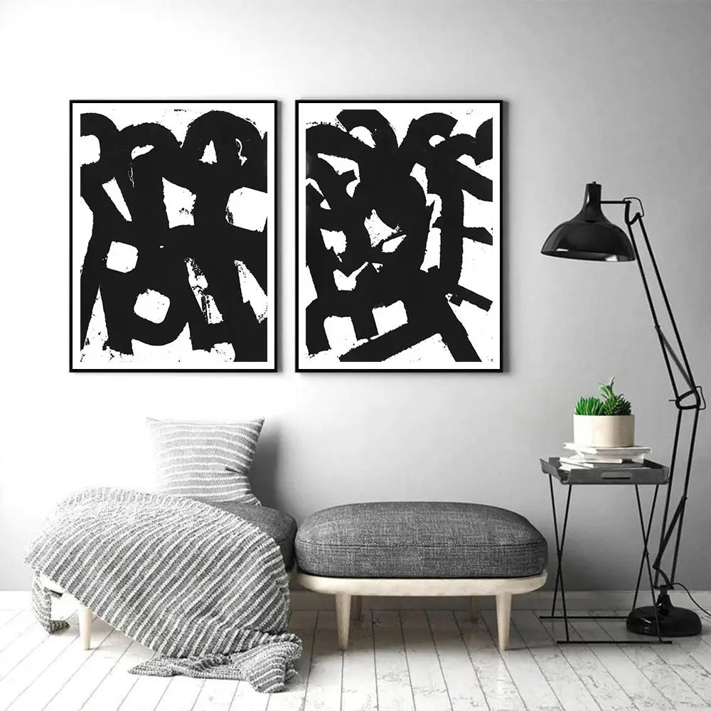 Wall Art 90cmx135cm Rock N Roll 2 Sets Black Frame Canvas - Home & Garden > Wall Art