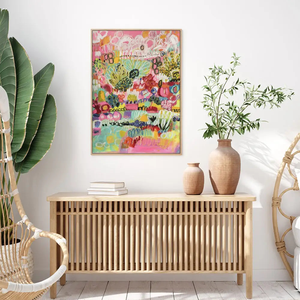 Wall Art 90cmx135cm Summer Smile A Wood Frame Canvas - Home & Garden > Wall Art