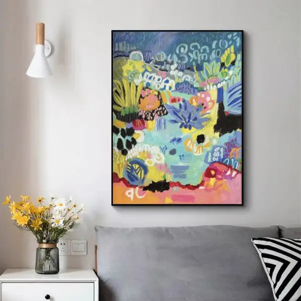 Wall Art 90cmx135cm Summer Smile B Black Frame Canvas - Home & Garden > Wall Art