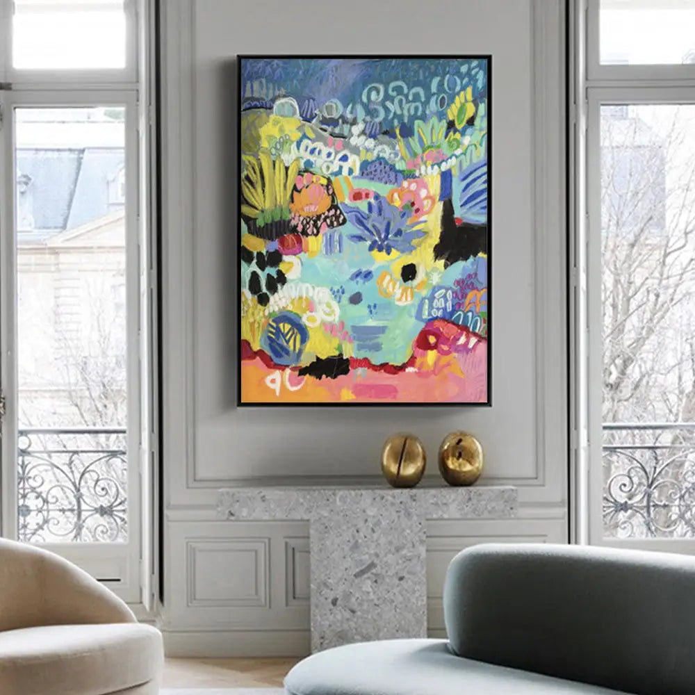 Wall Art 90cmx135cm Summer Smile B Black Frame Canvas - Home & Garden > Wall Art
