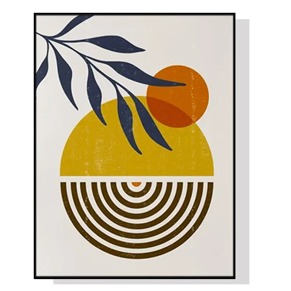 Wall Art 90cmx135cm Sun and Moon Black Frame Canvas - Home & Garden > Wall Art