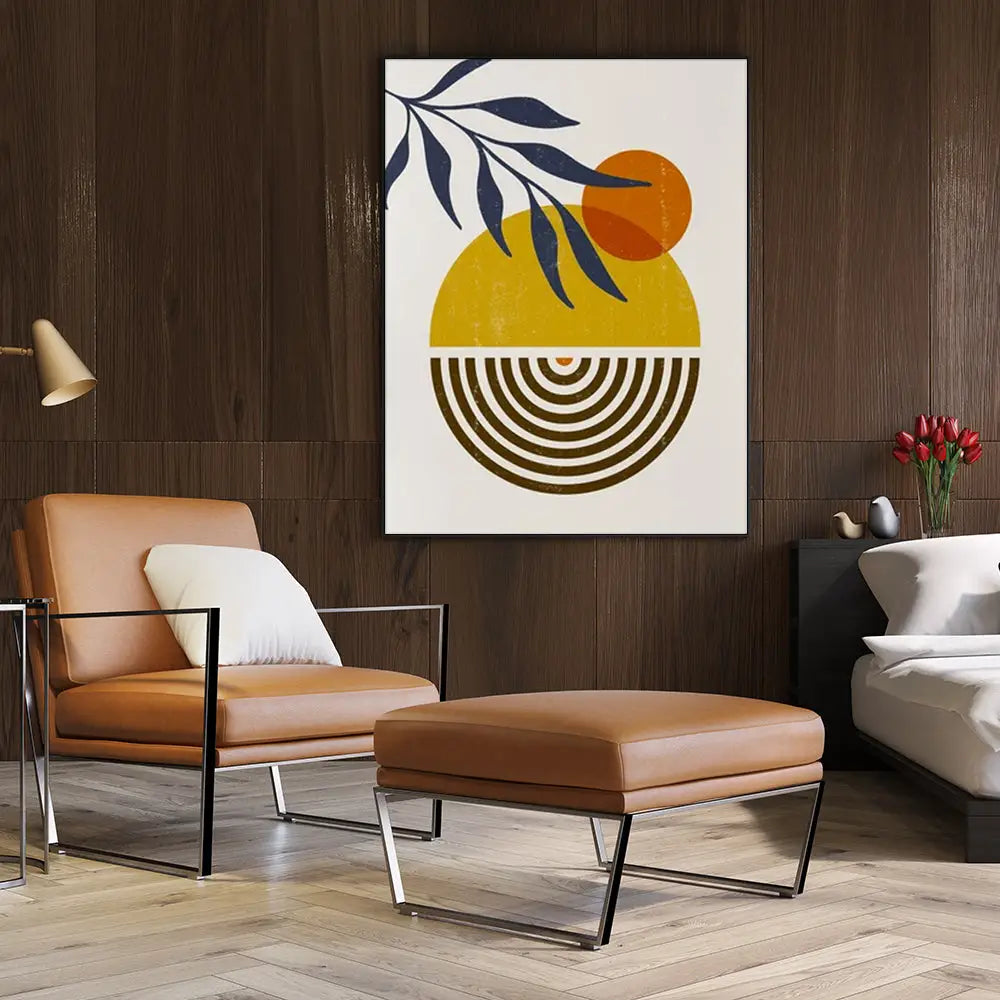 Wall Art 90cmx135cm Sun and Moon Black Frame Canvas - Home & Garden > Wall Art