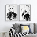 Wall Art 90cmx135cm Watercolor Sketch 2 Sets Black Frame Canvas - Home & Garden > Wall Art