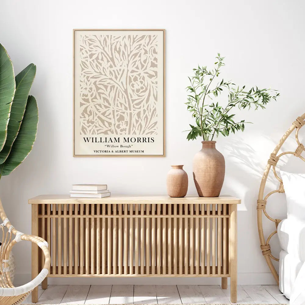 Wall Art 90cmx135cm William Morris Neutral Wood Frame Canvas - Home & Garden > Wall Art