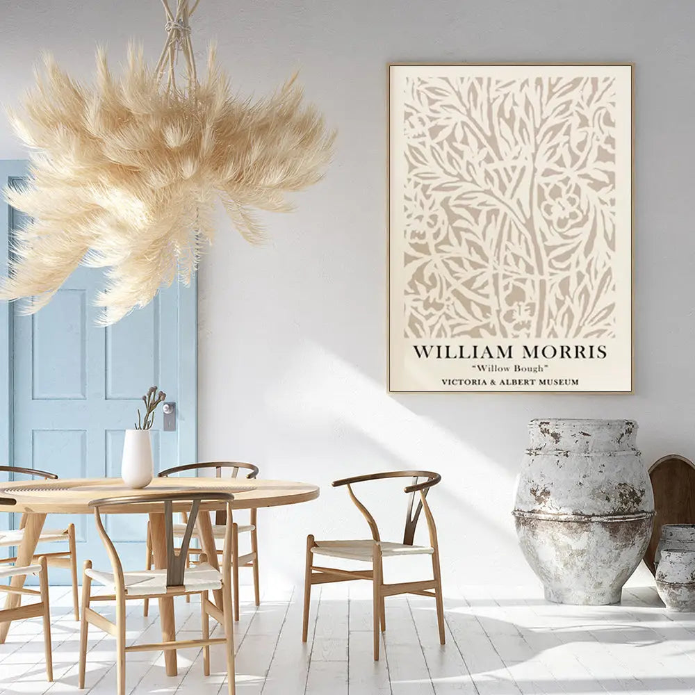 Wall Art 90cmx135cm William Morris Neutral Wood Frame Canvas - Home & Garden > Wall Art