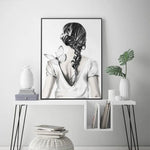 Wall Art 90cmx135cm Woman Back With Butterfly Black Frame Canvas - Home & Garden > Wall Art
