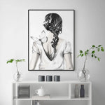 Wall Art 90cmx135cm Woman Back With Butterfly Black Frame Canvas - Home & Garden > Wall Art
