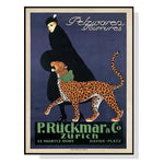 Wall Art 90cmx135cm Woman Walking Leopard Vintage Black Frame Canvas - Home & Garden > Wall Art