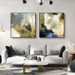 Wall Art 90cmx90cm Abstract Blue 2 Sets Black Frame Canvas - Home & Garden > Wall Art